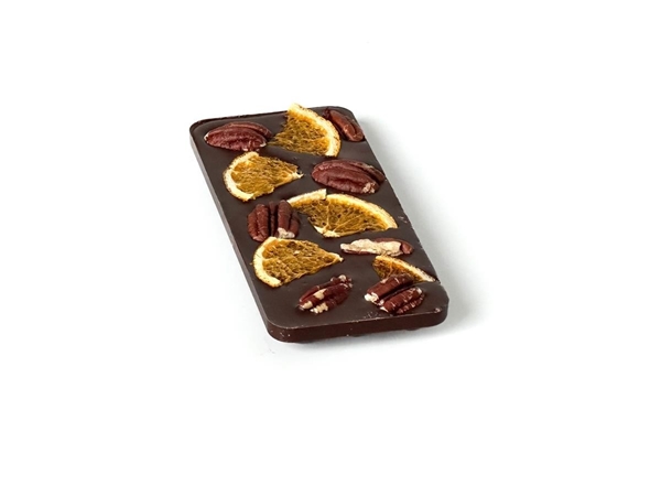 Chocolade tablet met sinaasappel en noot